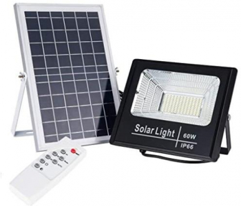 Proiector Solar Led 60 W Telecomanda Inclusa Flux Luminos 6000 Lm Temperatura Culoare 6500 K Protectie Ip 66 3 Moduri De Instalare Des 