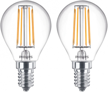 Set 2 Becuri Led Philips E14 Putere 4.3 W Putere Echivalenta 40w Tehnologie Eyecomfort 470 Lm 4000k Lumina Rece Transparent 