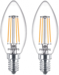 Set 2 Becuri Philips Cu Eyecomfort Soclu E14 Putere 4.3w Iluminare Alba Rece Flux 470 Lm Temperatura 4000 K Transparent 