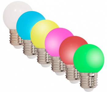 Set 6 Becuri LED E27 G45 0.5w Multicolore 