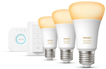 Set De 3 Becuri Inteligente Philips Led E27 Ambianta Alba Rece / Calda Consola Inclusa 2200 - 6500 K 220 - 240 V 8.5 W Bluetooth Si Zi