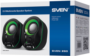 SVEN 290 Speakers 5W USB Black-Green Sound that Delights 