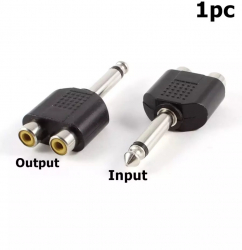 Adaptor 6.35mm Mono Tata la 2x RCA Mama Continutul pachetului 1 Bucata 
