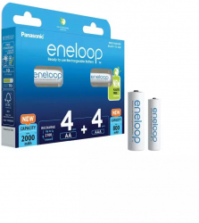 Acumulatori Panasonic eneloop 4x AA 2000mAh + 4x AAA 800mAh - 2x4 blister BK-KJMCDE44E 