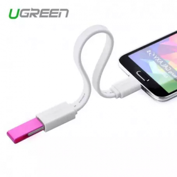 Adaptor cablu plat micro-USB tata USB 2.0 mama OTG Culoare Alb 