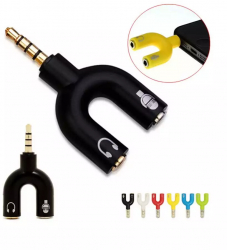 Adaptor splitter jack audio de 3 5 mm Microfon si casti Culoare Negru 