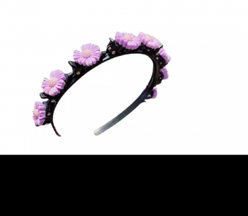 Bentita cu clame hair twister cu agrafe pentru fete model floricele mov