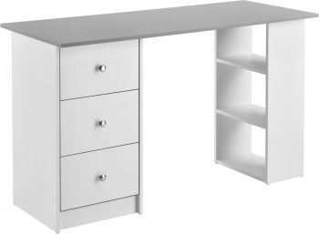 Birou PAL Alb/Gri Deschis cu 3 Sertare si 3 Polite Dimensiuni 120x49x72cm 