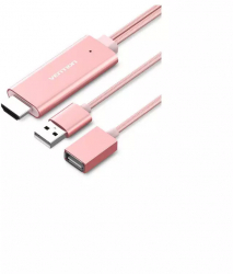 Cablu Adaptor Convertor USB la HDMI VENTION PREMIUM Culoare Roz 