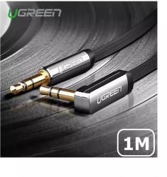 Cablu audio Premium de 3.5mm ultra plat unghi 90 grade Lungime 1 Metru Culoare Negru 