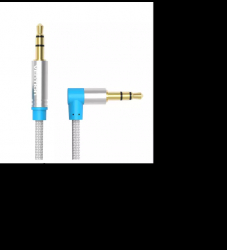 Cablu audio Vention Jack 3 5 mm Aux tata la tata in unghi de 90 de grade Lungime 1 Metru Culoare Alb 