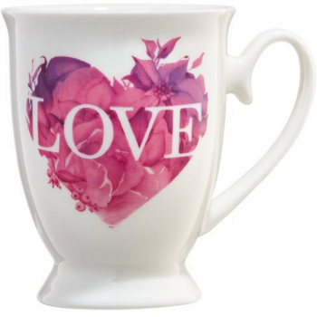 Cana portelan cu talpa 300ml inima roz AMBITION Love Letters 