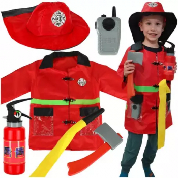 Costum carnaval pompier pentru copii 3-8 ani cu accesorii 