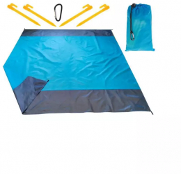 Covor impermeabil pentru plaja sau camping 210 cm x 200 cm albastru 