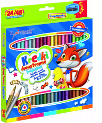 Creioane colorate cu 2 varfuri + ascutitoare Bambino Lemn 24/48 Culori 