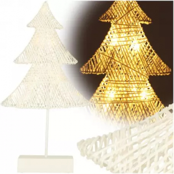 Decoratiune Brad cu LED-uri 39 cm lumina alb cald alimentare baterii interior