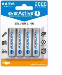 4x baterii reincarcabile everActive Silver Line R6/AA Ni-MH 2000 mAh Continutul pachetului 1x Blister 