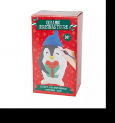 Figurine din ipsos cu acuarele si pensula 10 cm Tip Pinguin 