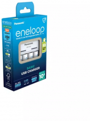 Incarcator USB Panasonic Eneloop inclusiv 4 baterii reincarcabile AA de 2000 mAh 