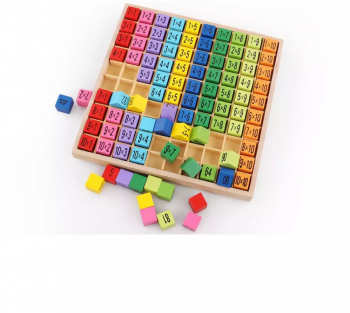 Joc educativ tabla inmultirii 19.5 x 19.5 x 2 cm material lemn 3 ani 