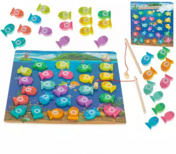 Joc puzzel de pescuit din lemn MONTESSORI magnetic 
