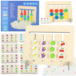 Jucarie educativa din lemn Montessori cu fructe si buline colorate 