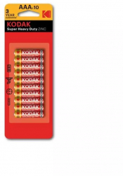 Kodak AAA/LR03 ZINC Super Heavy Duty alkaline 1.5V - 10 Bucati Continutul pachetului 1x Blister 