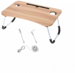 Masa pentru laptop plianta din MDF dimensiune 60 cm x 39.5 cm cu USB sertar lampa si ventilator 