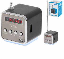 Mini difuzor portabil TD-V26 cu MP3 Player si Suport radio FM. Micro SD 