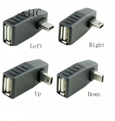 Mini USB Tata la USB Mama Adaptor in Unghi Tip Stanga 