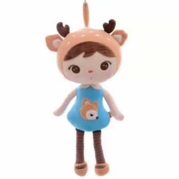 Papusa din material textil model cerb Metoo Deer 46 cm maro albastru 
