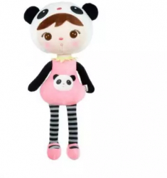 Papusa din material textil model ursulet Panda 46 cm negru roz 