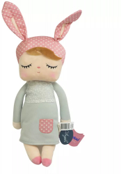 Papusa Metoo din plush pentru copii cu urechi de iepuras 34 cm 