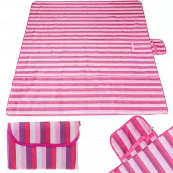 Patura plaja sau camping din poliester 200 x 200 cm roz 