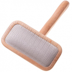 Perie de par din lemn de fag cu pieptene fin pentru caini si pisici marimea M 11 5 cm 