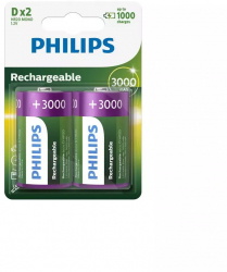 Philips MultiLife 1.2V D / HR20 3000mAh NiMh baterie reincarcabila Continutul pachetului 1x Blister 