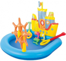 Piscina de Joaca Vaporas cu Carma si Jucarii Gonflabile 