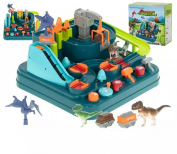 Pista de curse interactiva cu obstacole si dinozauri din plastic Multicolor 33cm x 33cm x 18 5cm 
