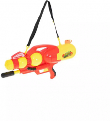 Pistol cu apa pentru copii cu rezervor 2400 ml si curea detasabila rosu / galben 