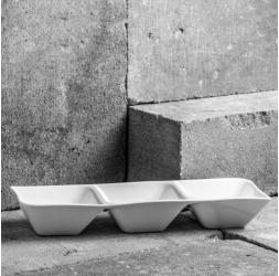 Platou compartimentat 31.5x10.5cm portelan alb AMBITION Fala 