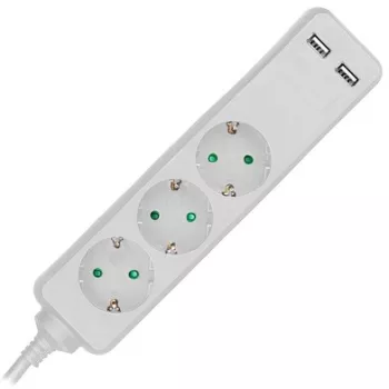 Prelungitor 3 Cai + 2usb 1.5m 3g1.5mm2 Alb 