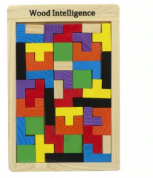 Puzzel educativ din lemn forme geometrice Tetris 
