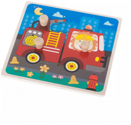 Puzzle din lemn pentru copii cu vehicule 2 piese 15 x 15 cm 