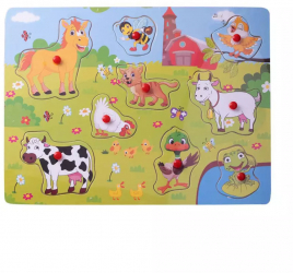 Puzzle pentru copii cu animale domestice 9 piese 