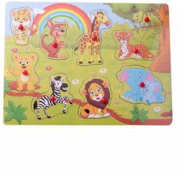 Puzzle pentru copii cu animale salbatice 9 piese 