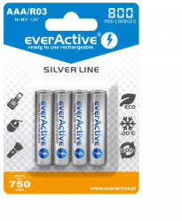 R03 AAA 800mAh Rechargeables everActive Silver Line Continutul pachetului 1x Blister 