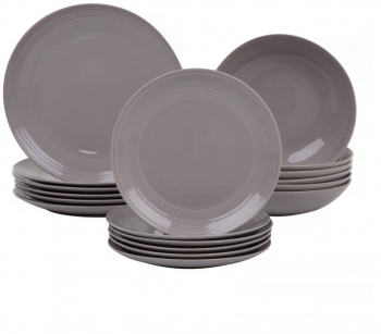Serviciu de masa 18 piese 6 persoane portelan gri AMBITION Linea 