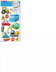 Set 12 stickere perete 3D vehicule 60 x 32 cm