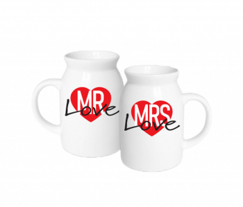Set 2 cani portelan 350ml Mrs&Mr Love Bg-Tech 