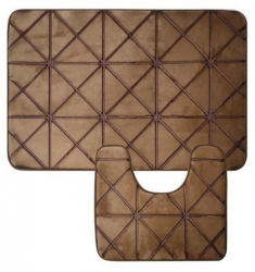 Set 2 covorase baie din spuma cu memorie 50 x 80 cm si 45 x 37.5 cm champagne cu gratii Vivo 8917 